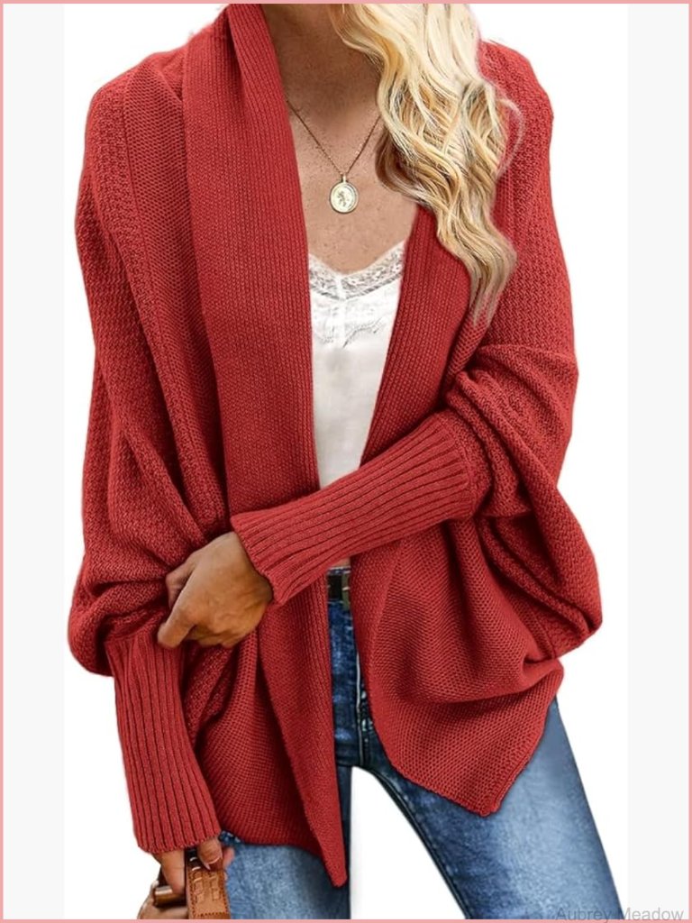 Women's Oversized Batwing Cable Knit Cardigan Sweater